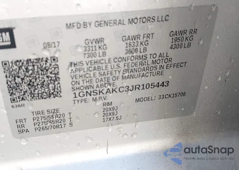 2018 Chevrolet Tahoe K1500 Ls из США, поврежденный, VIN 1GNSKAKC3JR105443